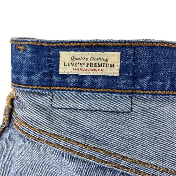 Levis Womens 501 Original High Rise Destroyed Cut Off Blue Jean Shorts US 31 - Picture 7 of 15